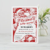 Kerstkrant uitnodiging voor feest met vintage Sint (Staand voorkant)
