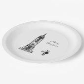 Kerstkrant van Santa New York City Borden Papieren Bordje (Gekanteld)