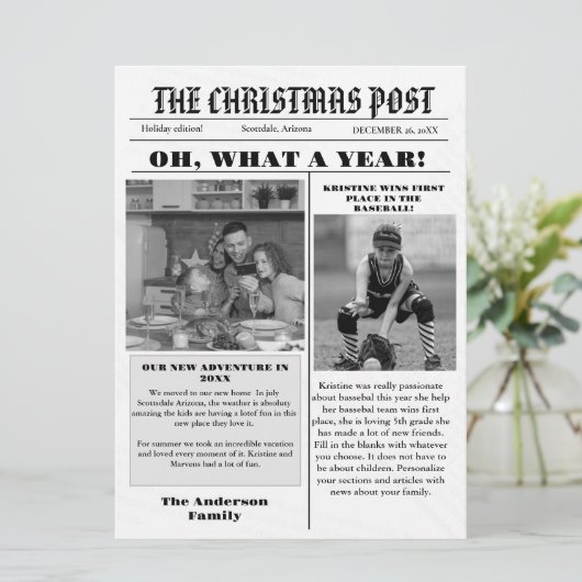 Kerstkrant voor het gezin + foto van het jaaroverz kaart (Staand voorkant)