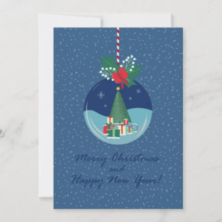 Kerstkraskaart met boom en cadeaus feestdagenkaart