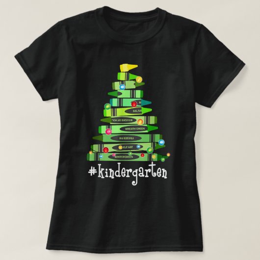 kerstkrayon Kindergarten Teacher Tree - Beste C T-shirt (Design voorkant)