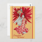 kerstkreet Poinsettia Briefkaart (Voorkant / Achterkant)