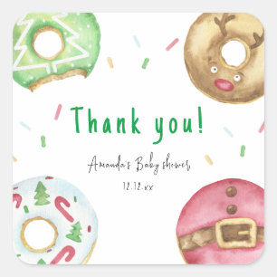 Kerstkringen Bedankt baby shower Vierkante Sticker