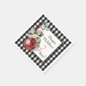 Kerstkroezen op zwarte en witte cheque servet (Hoek)