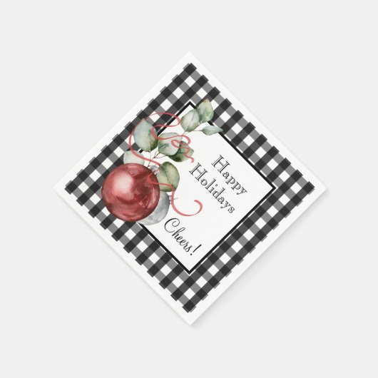 Kerstkroezen op zwarte en witte cheque servet (Hoek)