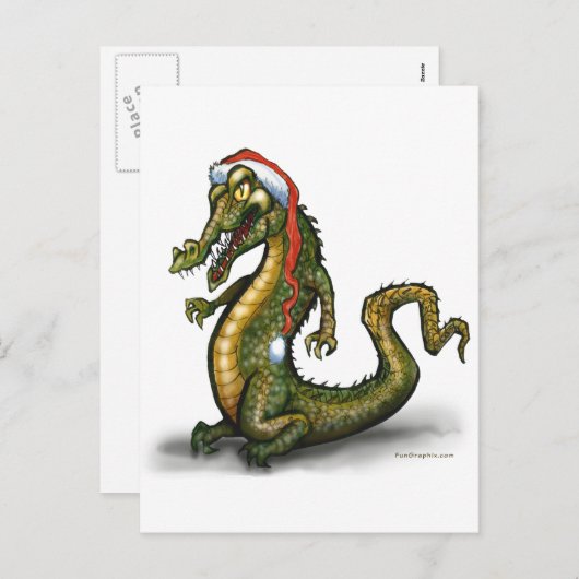 kerstkrokodil feestdagenkaart (Voorkant / Achterkant)