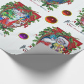 KERSTKRONEN MET HOLLY BERRIES / MUZIKALE KERSTMAN CADEAUPAPIER (Hoek)