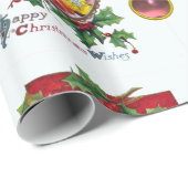 KERSTKRONEN MET HOLLY BERRIES / MUZIKALE KERSTMAN CADEAUPAPIER (Rol Hoek)