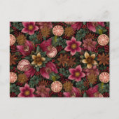 Kerstkruid & Bloem Botanisch Patroon Briefkaart (Voorkant)