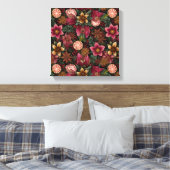 Kerstkruid & Bloem Botanisch Patroon Canvas Afdruk (Insitu (Slaapkamer))