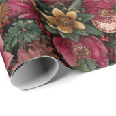 Kerstkruiden & Bloem Botanisch Patroon Cadeaupapier (Rol Hoek)