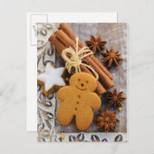 Kerstkruiden, gember en anijs sterren feestdagenkaart (Voorkant / Achterkant)