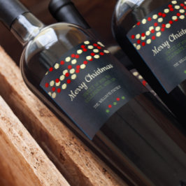 Kerstkruidnagelbes en Popcorn Rustic Chalkboard Wijn Etiket