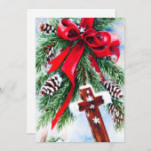 Kerstkruis en boog budget feestdagenkaart (Voorkant / Achterkant)