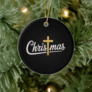 Kerstkruis Familie Matching Jezus Cadeau Idee Keramisch Ornament