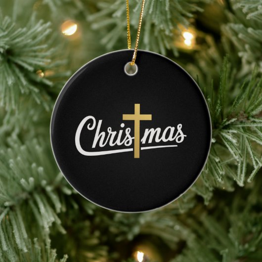 Kerstkruis Familie Matching Jezus Gift Idee Keramisch Ornament (Boom)