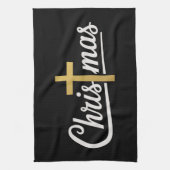 Kerstkruis Familie Matching Jezus Gift Idee Theedoek (Verticaal)