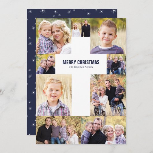 Kerstkruis Foto Collage MultiFoto met kerstmis (Voorkant / Achterkant)