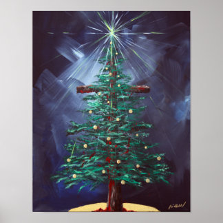 Kerstkruis (kerstboom) poster
