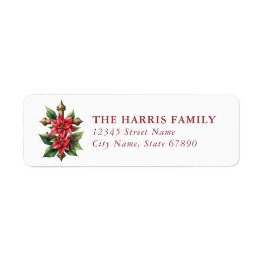 Kerstkruis retouradreslabels etiket (Voorkant)