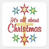 Kerstkruis Vierkante Sticker (Voorkant)