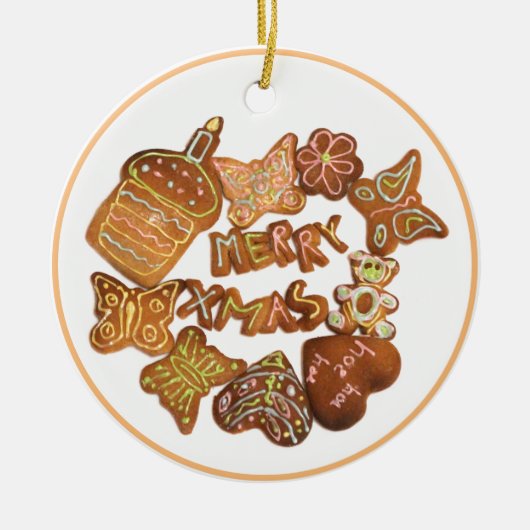 Kerstkrullen Keramisch Ornament (Voorkant)