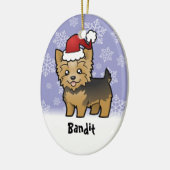 kerstkshire Terrier (voeg uw huisdieren toe) Keramisch Ornament (Links)