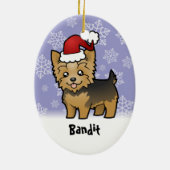 kerstkshire Terrier (voeg uw huisdieren toe) Keramisch Ornament (Achterkant)