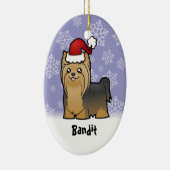 kerstkshire Terrier (voeg uw huisdieren toe) Keramisch Ornament (Rechts)