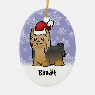 kerstkshire Terrier (voeg uw huisdieren toe) Keramisch Ornament