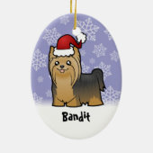 kerstkshire Terrier (voeg uw huisdieren toe) Keramisch Ornament (Achterkant)