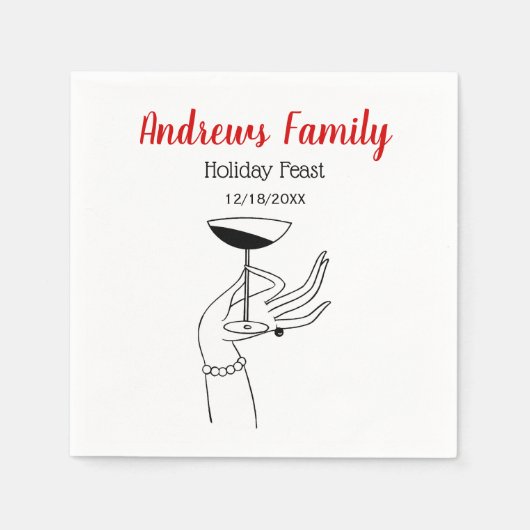 Kerstkunst Deco Lady's Holding Champagne Glass Servetten (Voorkant)