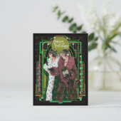 Kerstkunst Deco  Retro-dames Briefkaart (Staand voorkant)