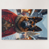 Kerstkunst met Duitse herder Legpuzzel (Horizontaal)