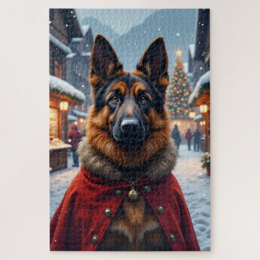 Kerstkunst met Duitse herder Legpuzzel (Verticaal)
