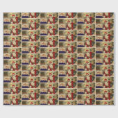 kerstkunst met Retro Santa Claus Cadeaupapier (Vlak)