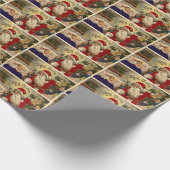  kerstkunst met Retro Santa Claus Cadeaupapier (Hoek)