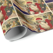 kerstkunst met Retro Santa Claus Cadeaupapier (Rol Hoek)