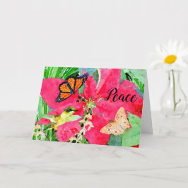 Kerstkunst Monarch Butterfly en Hummingbird Kaart