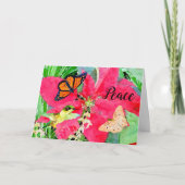 Kerstkunst Monarch Butterfly en Hummingbird Kaart (Voorkant)