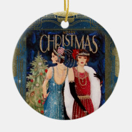 Kerstkunst van 1930 voor dames keramisch ornament