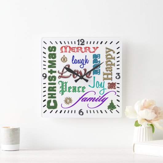 kerstkunst vierkante klok (Huis)