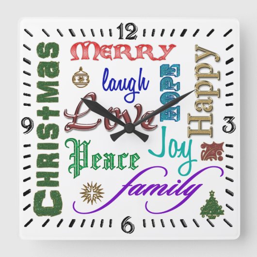 kerstkunst vierkante klok (Voorkant)