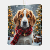 Kerstkunst voor Beagles Keramisch Ornament (Links)