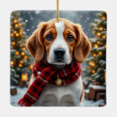 Kerstkunst voor Beagles Keramisch Ornament (Achterkant)