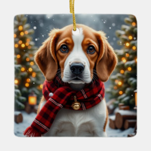 Kerstkunst voor Beagles Keramisch Ornament