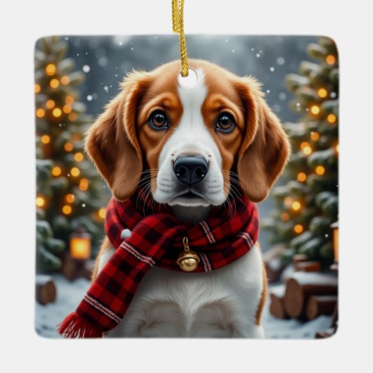Kerstkunst voor Beagles Keramisch Ornament (Voorkant)