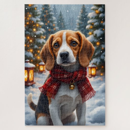 Kerstkunst voor Beagles Legpuzzel (Verticaal)