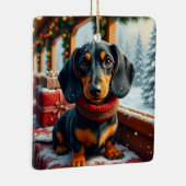 Kerstkunst voor Dachshund Keramisch Ornament (Rechts)