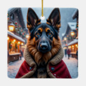 Kerstkunst voor Duitse herder Keramisch Ornament (Achterkant)
